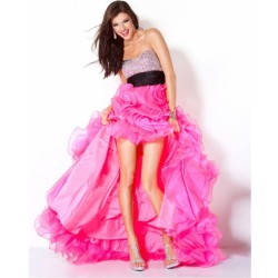 luxusní plesové růžové společenské šaty ve předu krátké XS-S
