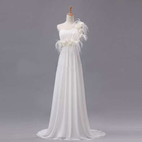 antické smetanové svatební šaty Elena na jedno rameno S-M