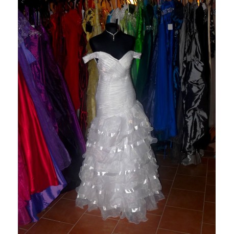 luxusní bílé svatební šaty na ramínka Ernie S-M
