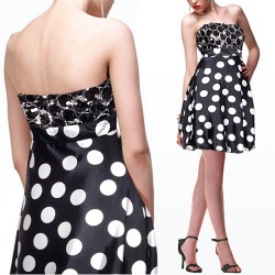 krátké retro černo-bílé puntíkaté šaty S a M