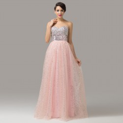 luxusní plesové růžové šaty Cher flitrované XS-S
