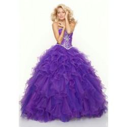 luxusní fialové plesové šaty na maturitní ples nadýchané Veronica S-M