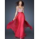 luxusní červené plesové šaty na ramínka Tina XS
