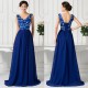 luxusní tmavě modré plesové šaty na ramínka Julianna XL-XXL