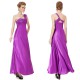 luxusní fialové dlouhé společenské šaty na jedno rameno XL