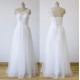 jednoduché krémové svatební šaty na jedno rameno Tulle L-XL