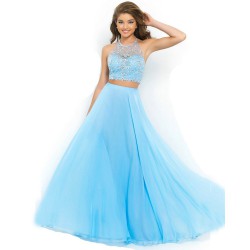 dvoudílné světle modré plesové šaty Katharine XS