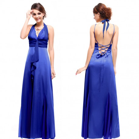 dlouhé modré společenské šaty Amanda M-L