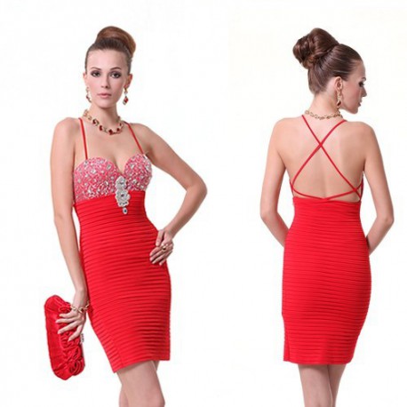 sexy červené krátké společenské šaty M
