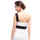 krátké černo-bílé společenské šaty na jedno rameno S