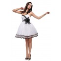 luxusní krátké bílo-černé společenské šaty S-M