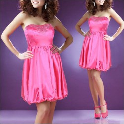 krátké růžové společenské balónové šaty M