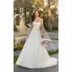 bílé svatební šaty s krajkovým živůtkem a sníženým pasem Lara XL-XXL